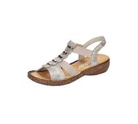 Rieker 62850 Ladies Metallic Elasticated Sandals Silver