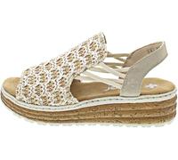 Rieker 62860 Women's Sandals, beige silver cliff, 43 EU