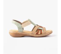 Rieker 65918 Womens Synthetic Slip-On Breathable Casual Green/Combi Sandals
