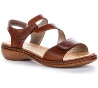 Rieker 659C7-24 Hook Loop Strap Fasten Leather Womens Sandal Brown UK 3 - 8