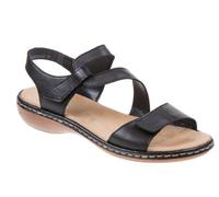 Rieker 659C7 Leather Sandals Womens Black 2 Strap Adjustable Sandals