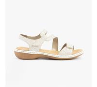 Rieker 659C7-81 Ladies White Hook & Loop Sandals Colour: White, Si