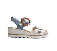 Rieker 67476-10 White/Blue Women's Wedge Heel Sandals