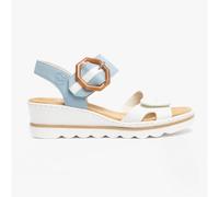 Rieker 67476 Womens Synthetic Touch Fasten Comfort Casual White/Blue Sandals