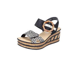 Rieker 68176 Ladies Black Hook & Loop Sandals Black