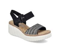 Rieker 69176 Women's wedge heel black and white walking sandals