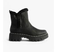 Rieker 74082 Womens Faux Leather Zip Up Breathable Casual Black Ankle Boots