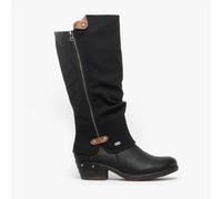 Rieker 93655 Womens Synthetic Leather Zip Up Water Resistant Black Tall Boots