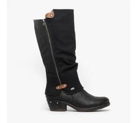 Rieker 93655 Womens Synthetic Leather Zip Up Water Resistant Black Tall Boots