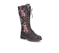 Rieker 94731-91 Black floral Womens knee-high boots