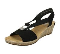 Rieker Alula Womens Wedge Heel Sandals 8 UK Black