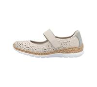 Rieker - Beige Slip On White Sole Ballerinas with Hook and Loop