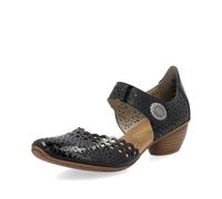 Rieker 43753 Mirjam Multi Colour Leather Laser Cut Dressy Heels (Black Patent, UK Footwear Size System, Adult, Women, Numeric, Medium, 6.5)