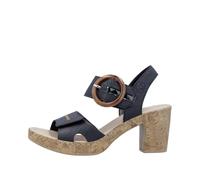 Rieker Chunky Heeled Sandal (Navy, UK Footwear Size System, Adult, Women, Numeric, Medium, 8)