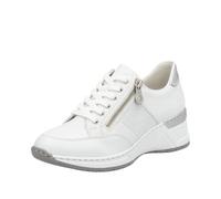 Rieker Women's Frühjahr/Sommer N4322 Low-Top Sneakers, White (Weiss/Weiss-Silber/Argento/ 80 80), 3.5 UK