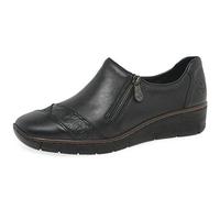 Rieker Damen Halbschuhe Schwarz, Moccasin, Schwarz,
