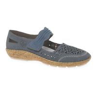 Rieker Ladies Cut Out Detailed Mary Jane Shoes 44896-15 - Blue Nubuck - UK Size 6.5 - EU Size 40 - US Size 8.5