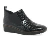 Rieker Eria Womens Leather Slip On Wedge Heel Chelsea Boots - Black, EU 42