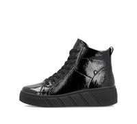Rieker Evolution W0561 black patent leather wedge heel ankle boots (Black, UK Footwear Size System, Adult, Women, Numeric, Medium, 8)