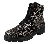 Rieker Floral Stitch Sequin Design Combat Boots Z2841