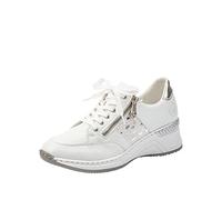 Rieker Women's Frühjahr/Sommer N4322 Low-Top Sneakers, White (Weiss/Weiss-Silber/Argento/ 80 80), 4 UK