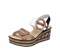 Rieker Wedge Heel Sandals Velcro Fastening Women's Beige Combi Size 6.5/40