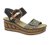 Rieker Gift Womens Wedge Heel Sandals - Black, EU 36