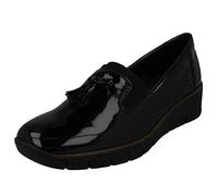 Rieker Gleam Womens Tassel Loafers 5 UK Black Patent
