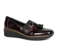 Rieker Gleam Womens Tassel Loafers 7.5 UK Bordo Patent