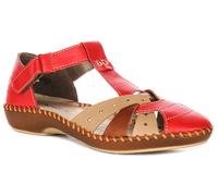 Rieker Hook & Loop Strap Fasten Pumps Womens Sandals In Red Multi UK 4 - 8