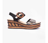 Rieker Hook & Loop Womens Sandals - Black Multi (68176-00) - UK 5 / EU 38