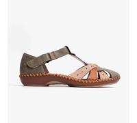 Rieker Maria Womens Sandals 4 UK Olive/Beige/Clay