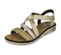 Rieker V3663-90 Ladies Gold Hook & Loop Sandals Colour: Metallic,