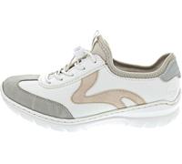 Rieker L32G9 White Combi Slip on Trainers with Elastic Laces (White, UK Footwear Size System, Adult, Women, Numeric, Medium, 4)