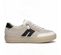 Rieker L5903 Womens Leather Lace-Up, Zip Up Lightweight Off White Court Trainers