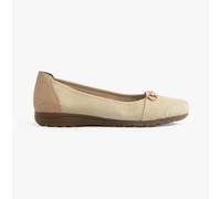 Rieker L9360 Womens Leather Slip-On Breathable Casual Beige Ballerina Shoes