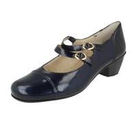 Rieker Ladies Block Heel Shoes 41758-14 - Blue Leather - UK Size 4 - EU Size 37 - US Size 6