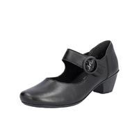 Rieker Ladies Buckle Detailed Hook and Loop Smart Heels 41756-00 - Black Leather - UK Size 6.5 - EU Size 40 - US Size 8.5