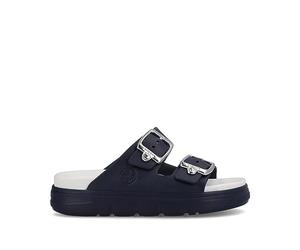 Rieker Ladies Buckle Detailed Mule Sandals P2180-14 - Blue Synthetic - UK Size Medium (5-6) - EU Size 38-39 - US Size 7-8