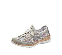 Rieker Women's N42V1 Slip On Trainers, Mehrfarbig (Cement/Weiss-Multi/Argento/silverflower), 5 UK