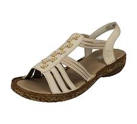 Rieker Ladies Casual Strappy Slip On Sandals 62855-60 - Beige Synthetic - UK Size 8 - EU Size 42 - US Size 10