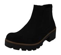 Rieker Ladies Chunky Gusset Detailed Heeled Ankle Boots 79265-00 - Black Microfibre - UK Size 5 - EU Size 38 - US Size 7