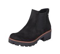 Rieker Ladies Chunky Gusset Detailed Heeled Ankle Boots 79265-00 - Black Microfibre - UK Size 7.5 - EU Size 41 - US Size 9.5