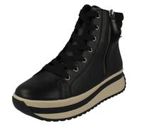 Rieker Ladies Chunky Platform Fleece Lined Ankle Boots W0962-00 - Black Leather - UK Size 4 - EU Size 37 - US Size 6
