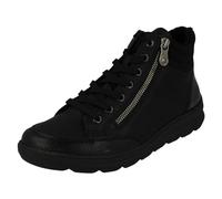 Rieker Ladies Dual Fastening Ankle Boots Z0040-01 - Black Synthetic - UK Size 8 - EU Size 42 - US Size 10