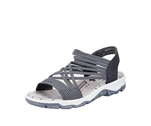 Rieker Ladies Elasticated Cross Detailed Strappy Sandals 68888-14 - Blue Combination Synthetic - UK Size 6 - EU Size 39 - US Size 8