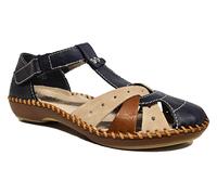 Rieker Ladies Fastening Strap Blue/ Brown Comfort Summer Sandals
