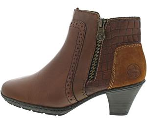 Rieker Ladies Fleeced Lined Heeled Ankle Boots 57186-24 - Brown Leather - UK Size 5 - EU Size 38 - US Size 7