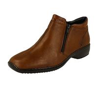 Rieker Ladies Heeled Ankle Boots L3882-01 - Brown Combi Leather - UK Size 7.5 - EU Size 41 - US Size 9.5