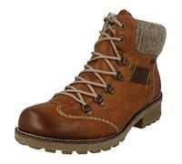 Rieker Ladies Knitted Cuff Ankle Boots Z0444-24 - Brown Combination Synthetic - UK Size 7.5 - EU Size 41 - US Size 9.5